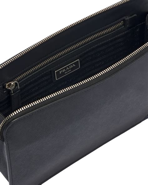 Black/baltic Blue Saffiano Leather Clutch 